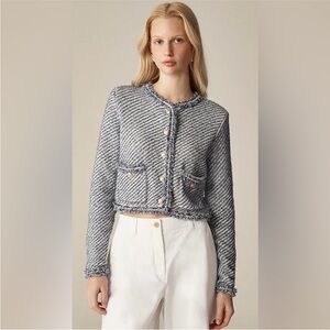 NWT J. Crew Collection cropped lady jacket in textured sz M
